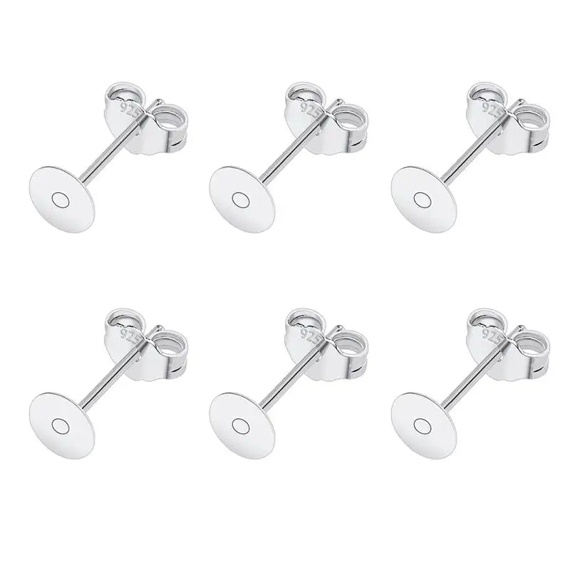 50pcs 925 Silver Plated Earring Stud Bases