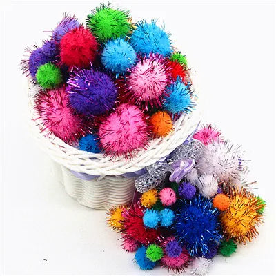 100pcs Glitter Pompoms – Colorful Craft Balls for DIY Projects