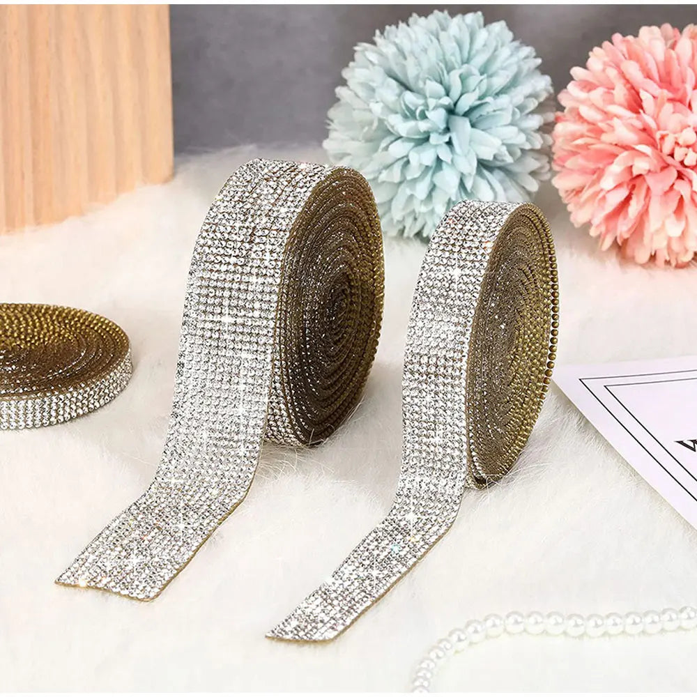 Crystal Rhinestone Sticker Strips – Self-Adhesive DIY Decor