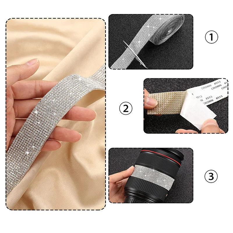 Crystal Rhinestone Sticker Strips – Self-Adhesive DIY Decor