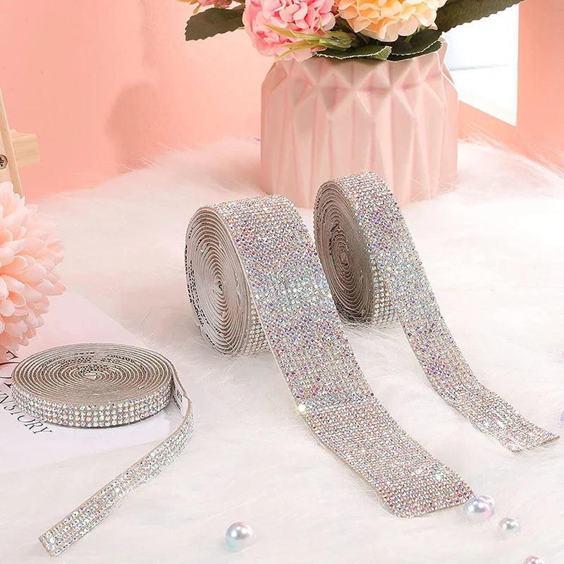 Crystal Rhinestone Sticker Strips – Self-Adhesive DIY Decor