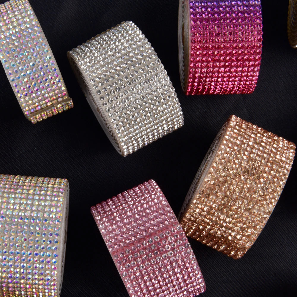 Crystal Rhinestone Sticker Strips – Self-Adhesive DIY Decor