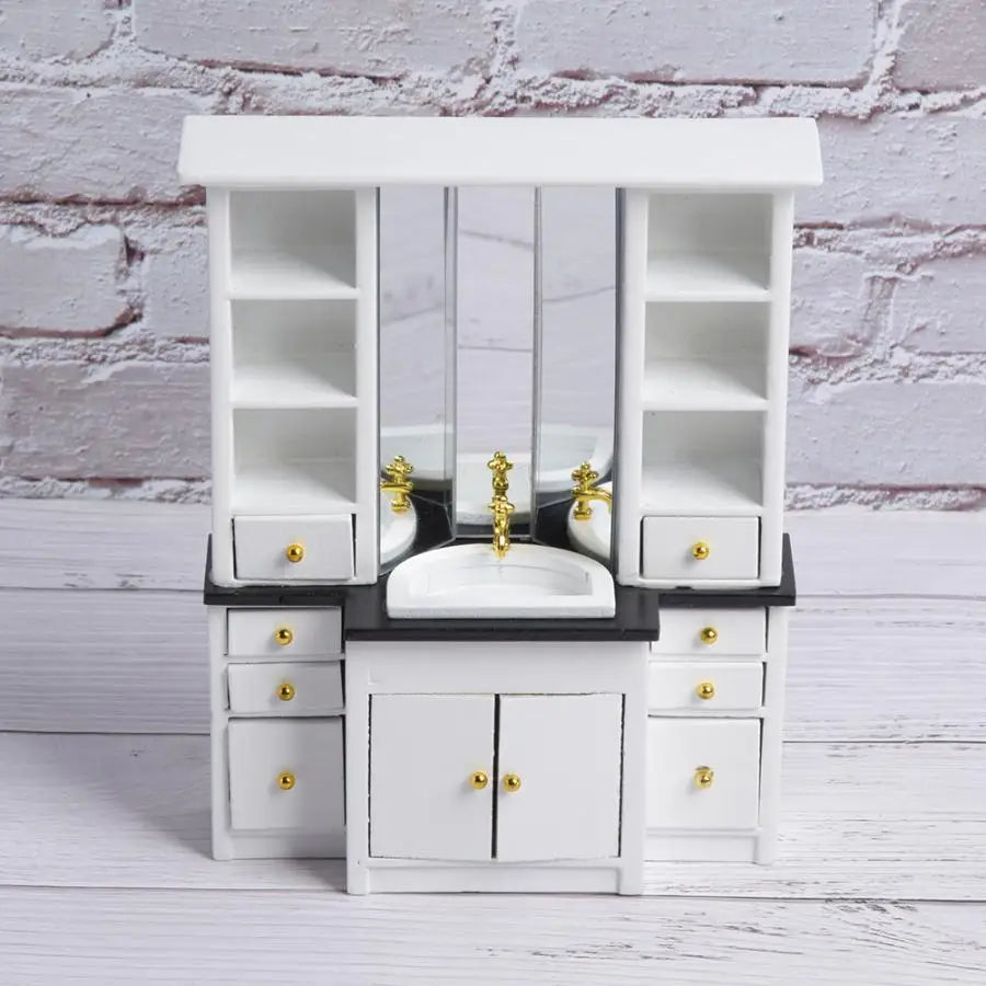 1:12 Mini Basin Cabinet – Dollhouse Bathroom & Kitchen Furniture