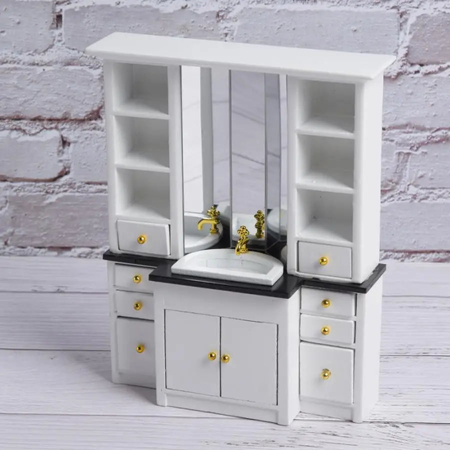 1:12 Mini Basin Cabinet – Dollhouse Bathroom & Kitchen Furniture