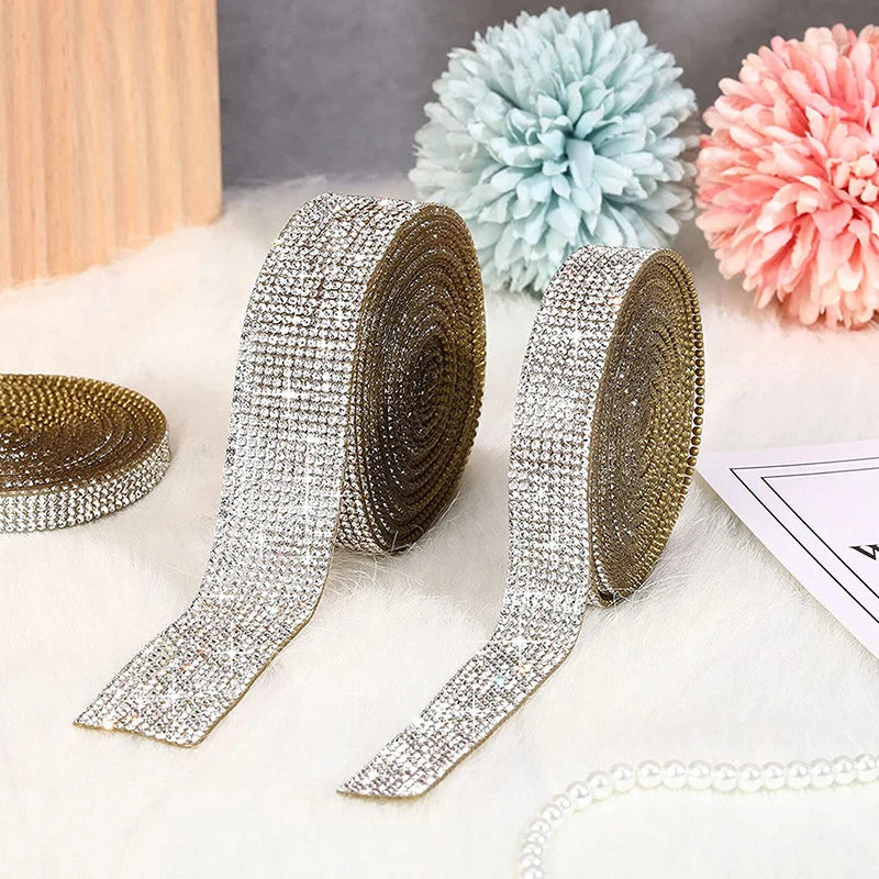 Crystal Rhinestone Sticker Strips – Self-Adhesive DIY Decor