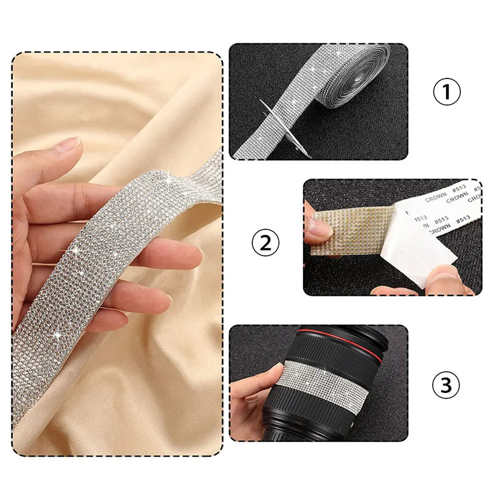 Crystal Rhinestone Sticker Strips – Self-Adhesive DIY Decor