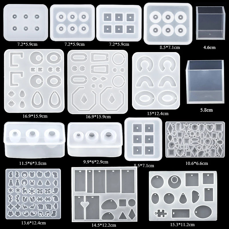Epoxy Resin Mold Kit – 16 Style Silicone Molds & Tools for DIY Jewelry