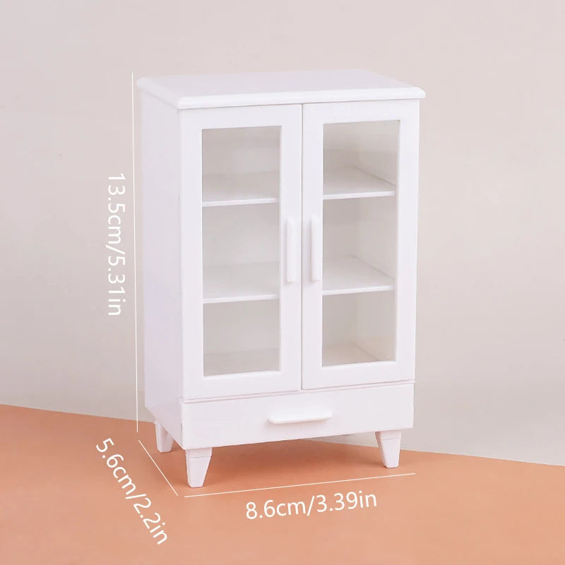 1:12 Mini White Cupboard – Dollhouse Display & Storage Cabinet