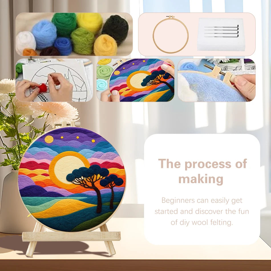 DIY Wool Felt Painting Kit – Moon Scenery