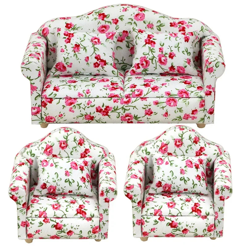 1:12 Mini Dollhouse Sofa & Pillow Set – Simulation Furniture ToyGift