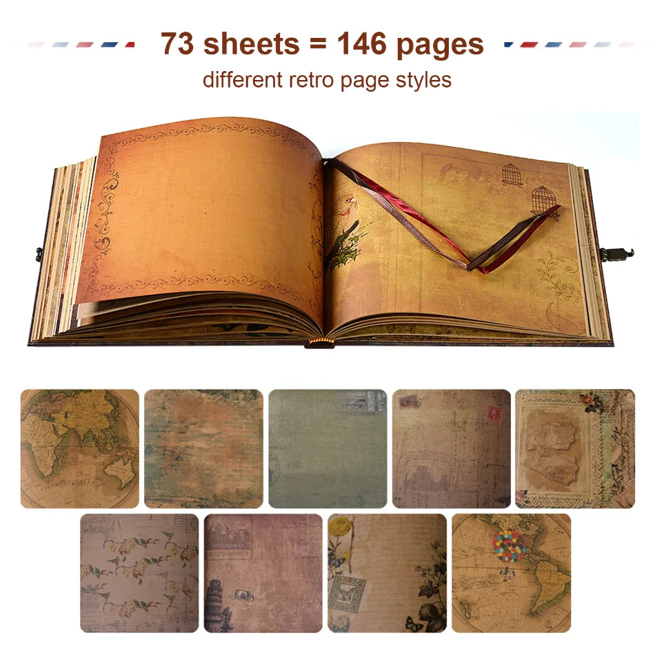 Retro DIY Scrapbook Photo Album – 146 Pages
