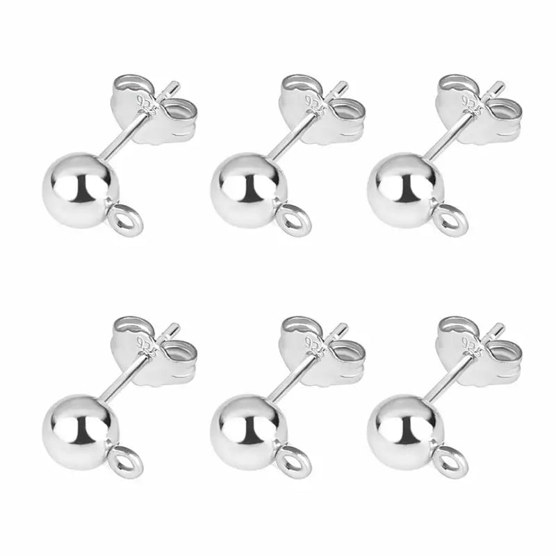 50pcs 925 Silver Plated Earring Stud Bases