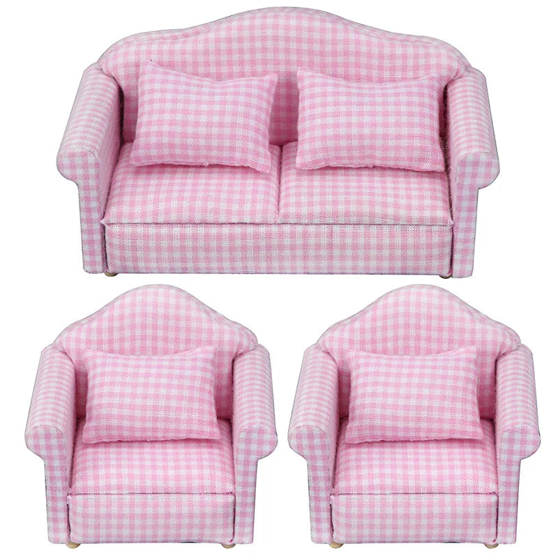 1:12 Mini Dollhouse Sofa & Pillow Set – Simulation Furniture ToyGift
