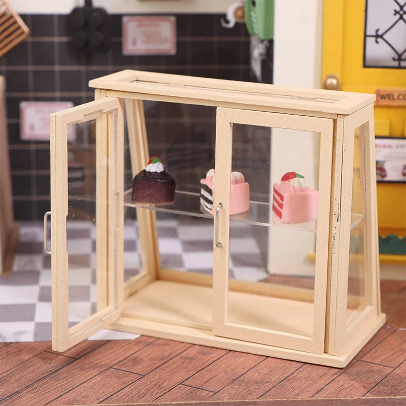 1/12 Dollhouse Mini Bakery Display Cabinet – Wooden Shop Shelf