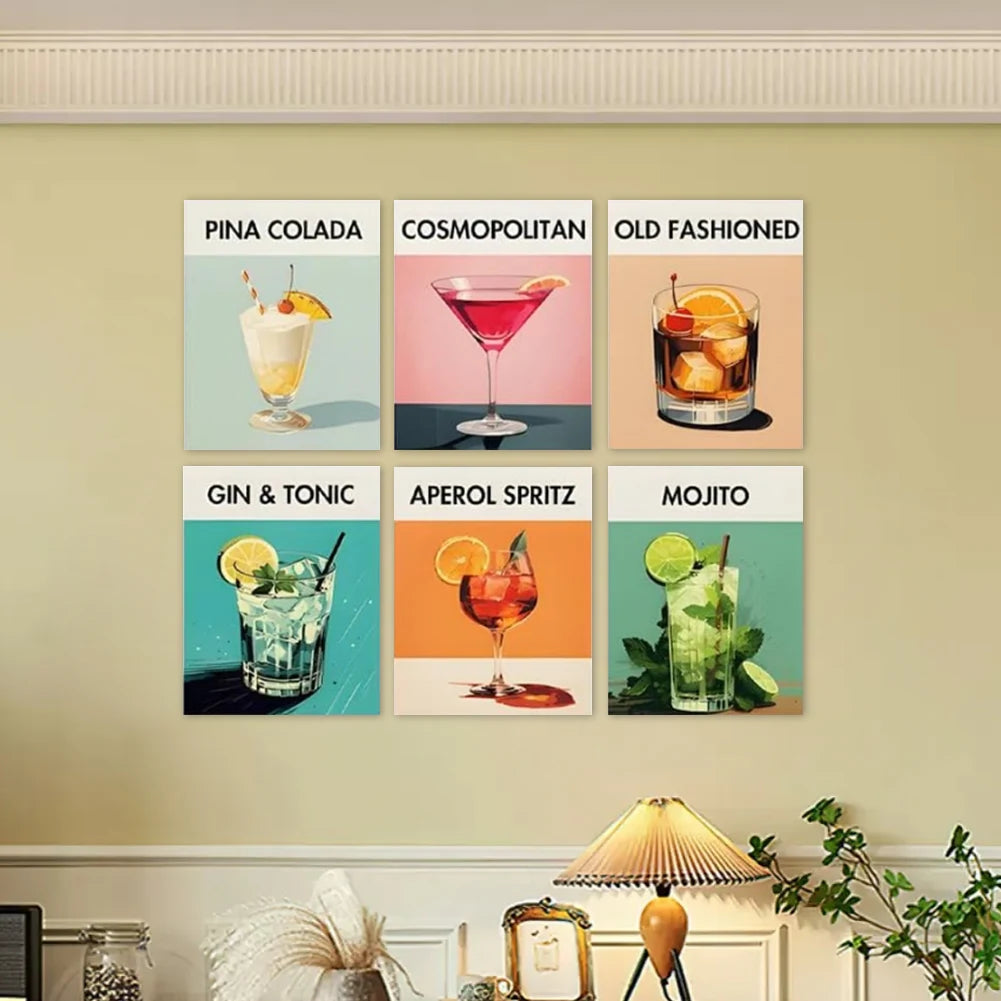 6-Pack Paint by Numbers Kit – Cocktail Art DIY Set