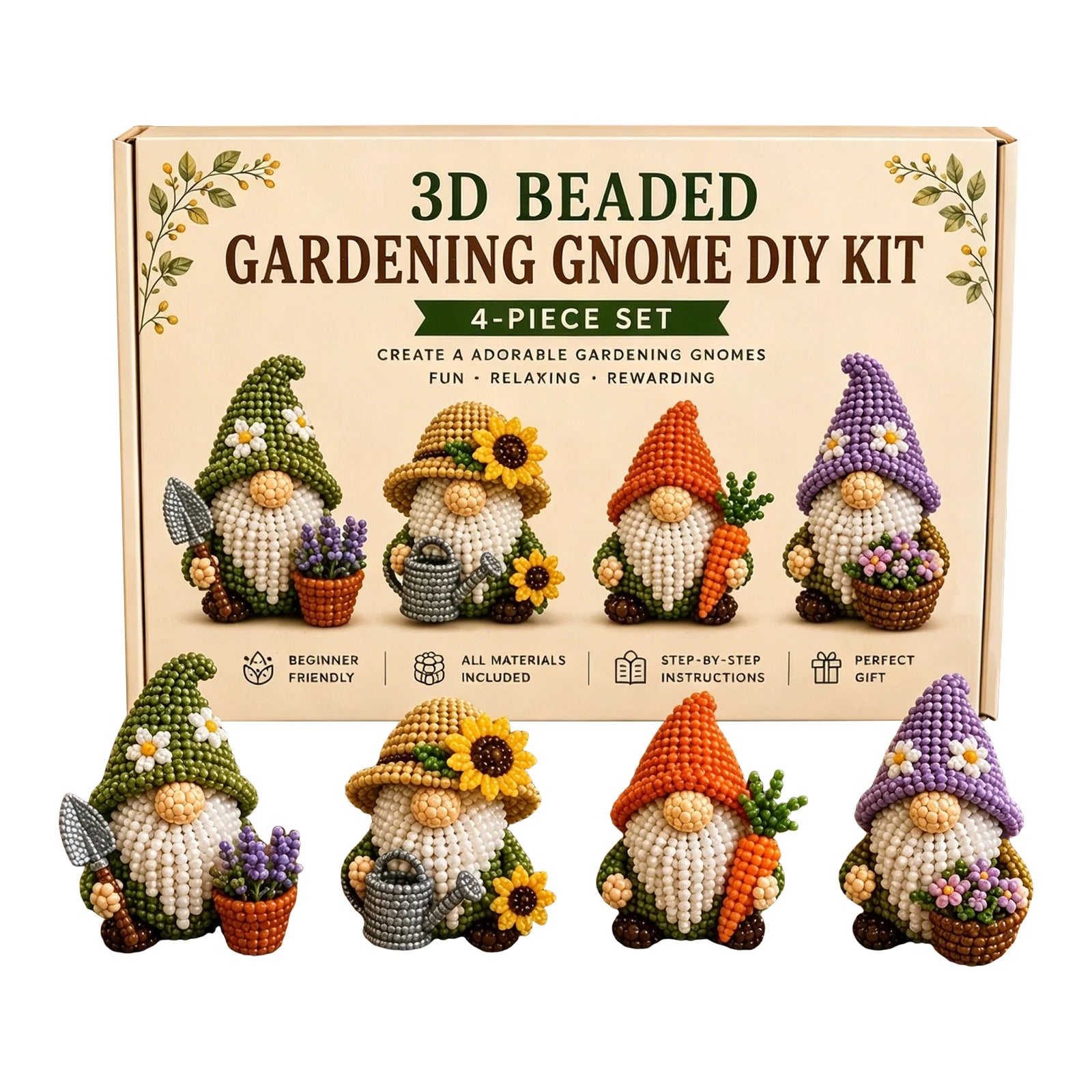 DIY Gnome Beading Kit – Complete Beadwork Craft Set with Instructions
