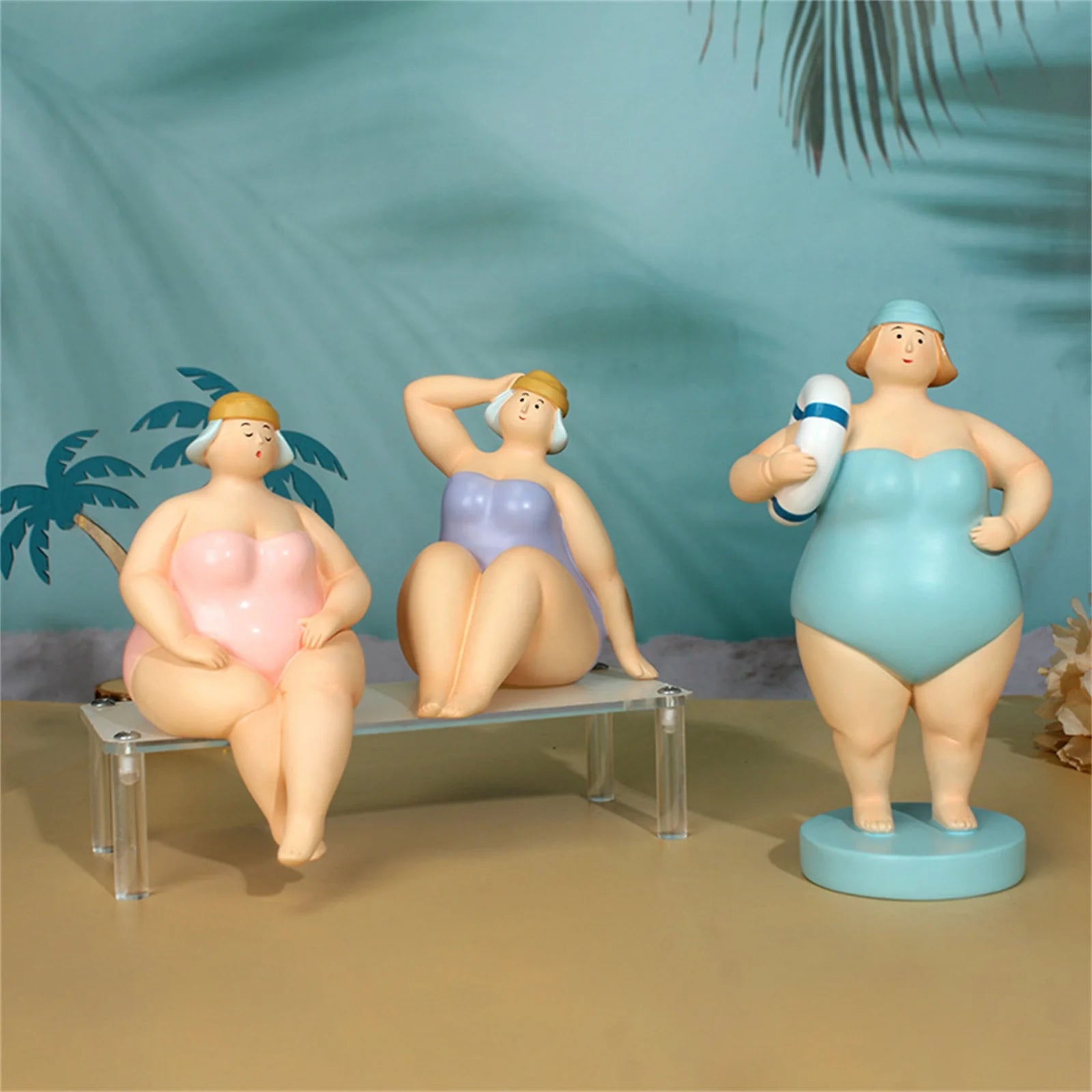 Abstract Chubby Lady Sculpture – Modern Woman Art Decor Statue