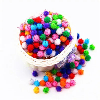 100pcs Glitter Pompoms – Colorful Craft Balls for DIY Projects