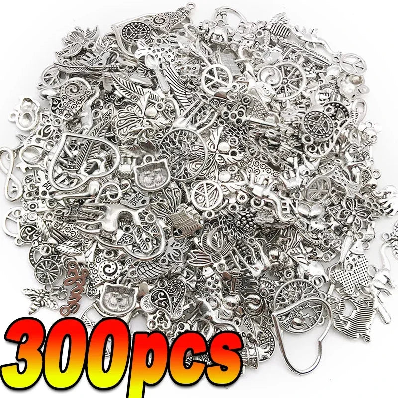 Tibetan Silver Animal Charms – 100–300pcs Mixed Pendants for DIY Jewelry