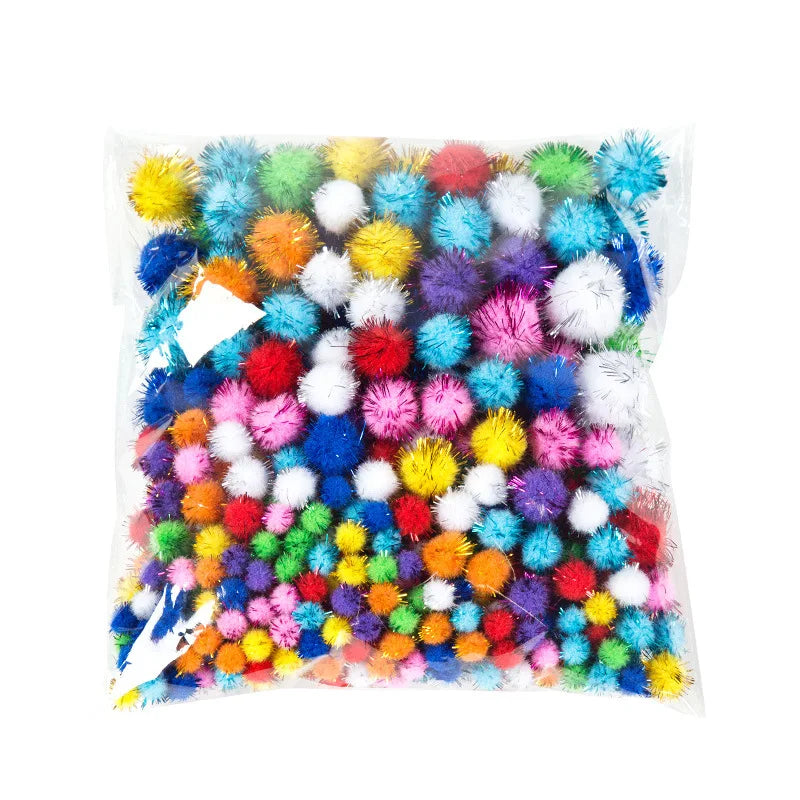 100pcs Glitter Pompoms – Colorful Craft Balls for DIY Projects