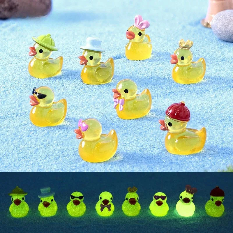 10/20/50pcs Luminous Mini Resin Duck Figurines for DIY Decor