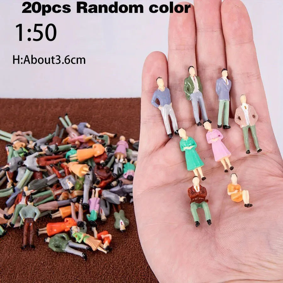 Mini Train Scene Passenger Figures – Painted Sitting Model Dolls