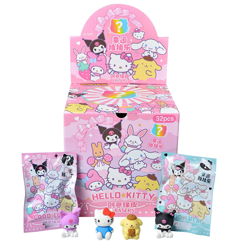 32-Piece Blind Box Anime Figure & Eraser Set