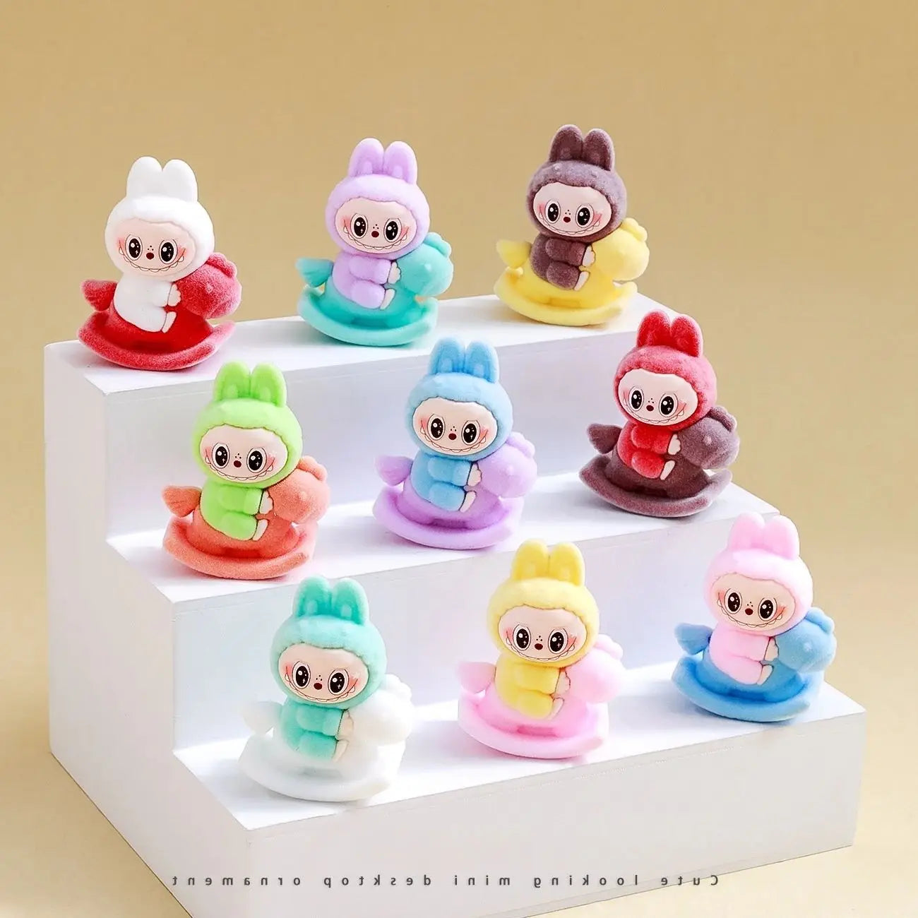 9pcs Crybaby Rabbit Figures – Flocked Anime Dolls & Desk Ornaments