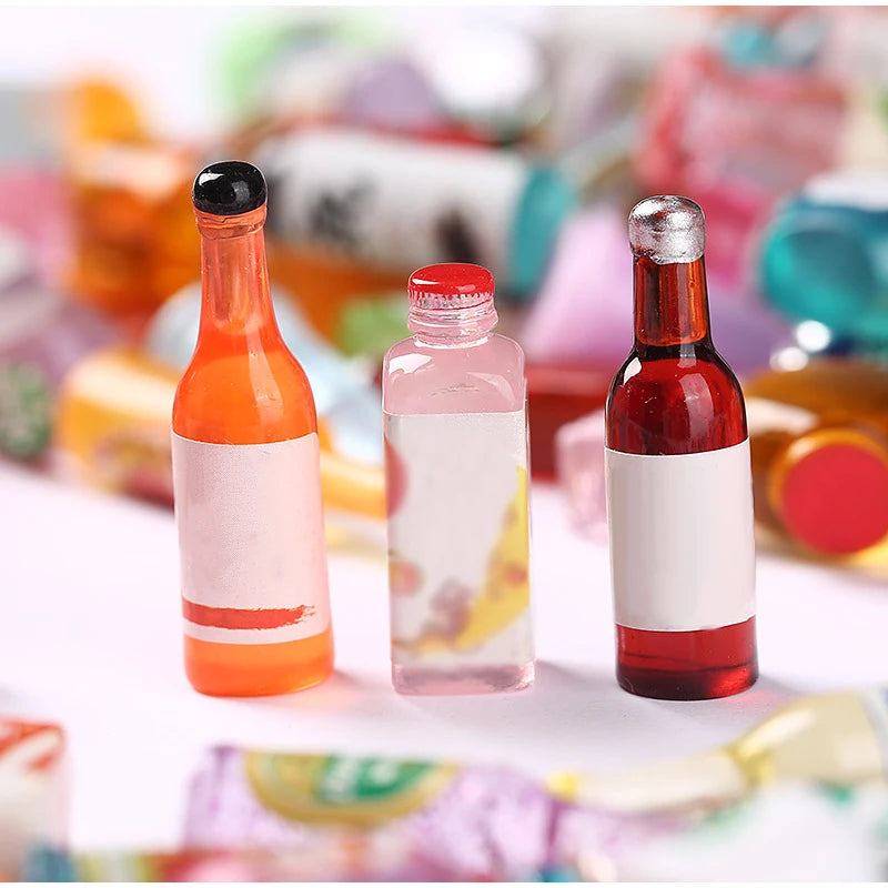 Mini Resin Beverage Bottles – Dollhouse Accessories & Party Fillers