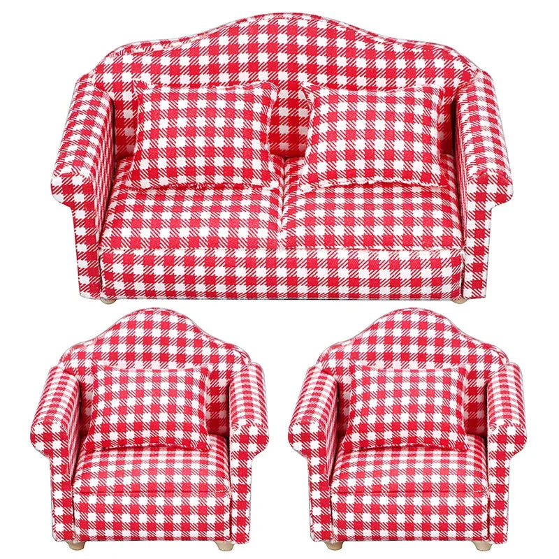 1:12 Mini Dollhouse Sofa & Pillow Set – Simulation Furniture ToyGift