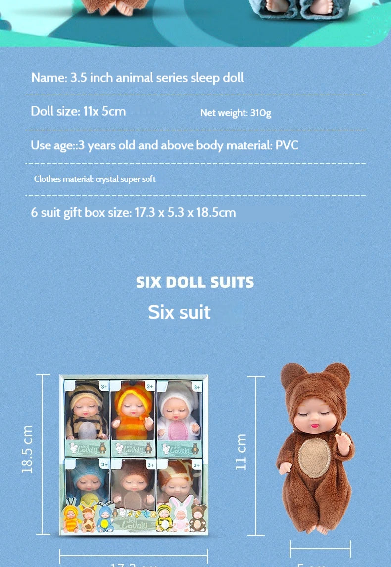 Mini Reborn Sleeping Baby Doll with Clothes & Accessories