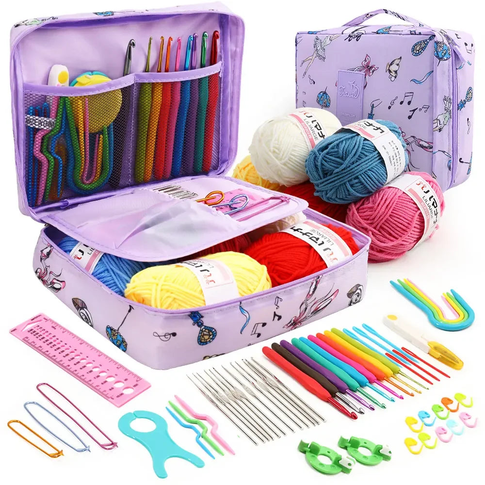 KOVEEN 59pcs Crochet Kit – Beginner Set with Hooks & Storage Bag