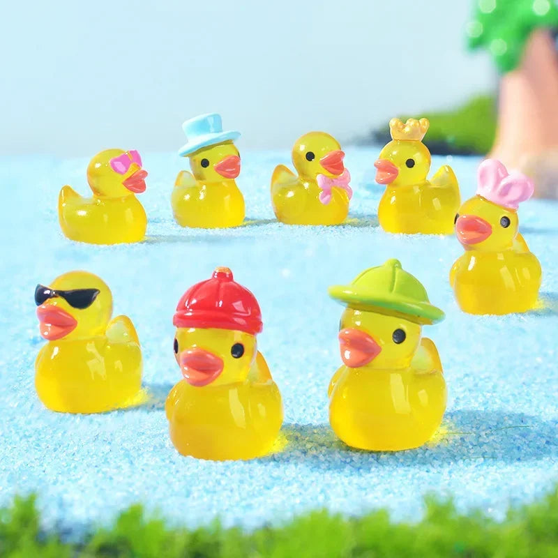10/20/50pcs Luminous Mini Resin Duck Figurines for DIY Decor