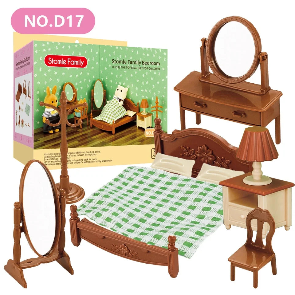 1:12 Mini Forest Kitchen & Bath Set – Dollhouse Furniture for Girls