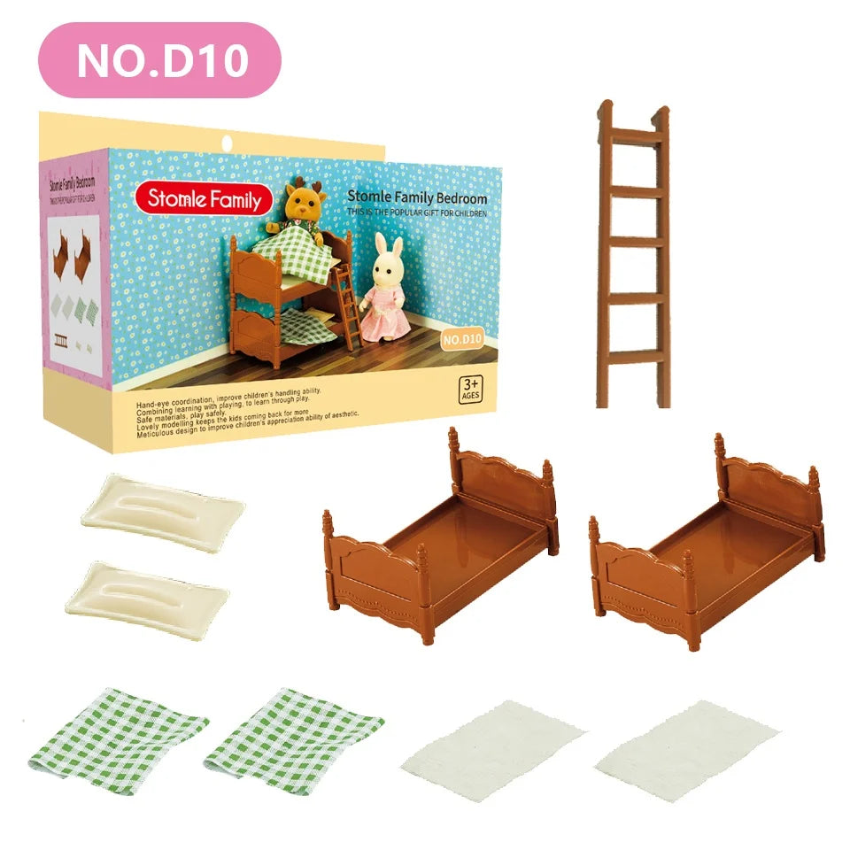1:12 Mini Forest Kitchen & Bath Set – Dollhouse Furniture for Girls