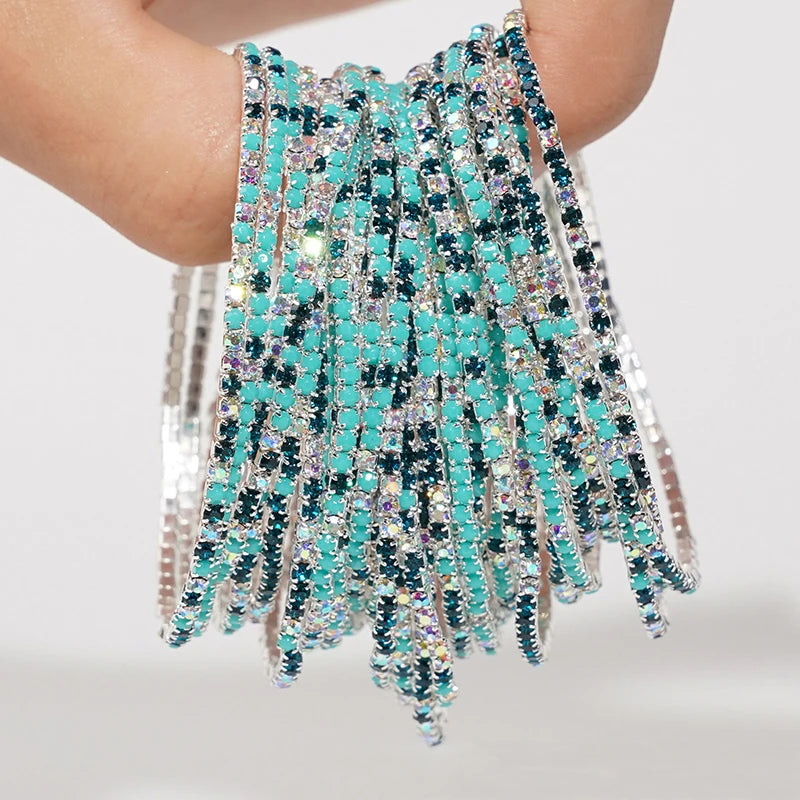 5pcs Colorful Crystal Rhinestone Elastic Bracelets