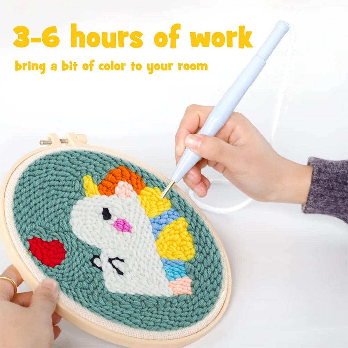20x20cm Cow Punch Needle Embroidery Kit – Beginner DIY