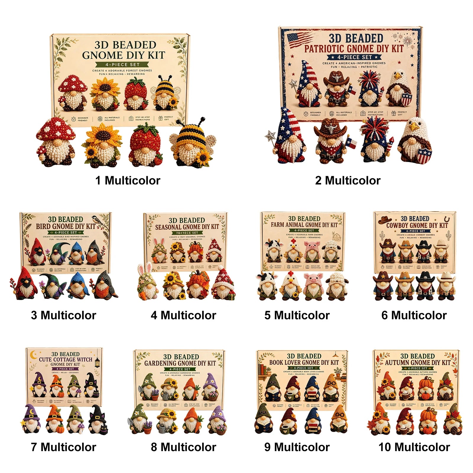 DIY Gnome Beading Kit – Complete Beadwork Craft Set with Instructions