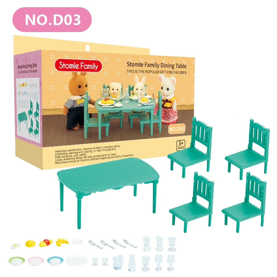 1:12 Mini Forest Kitchen & Bath Set – Dollhouse Furniture for Girls