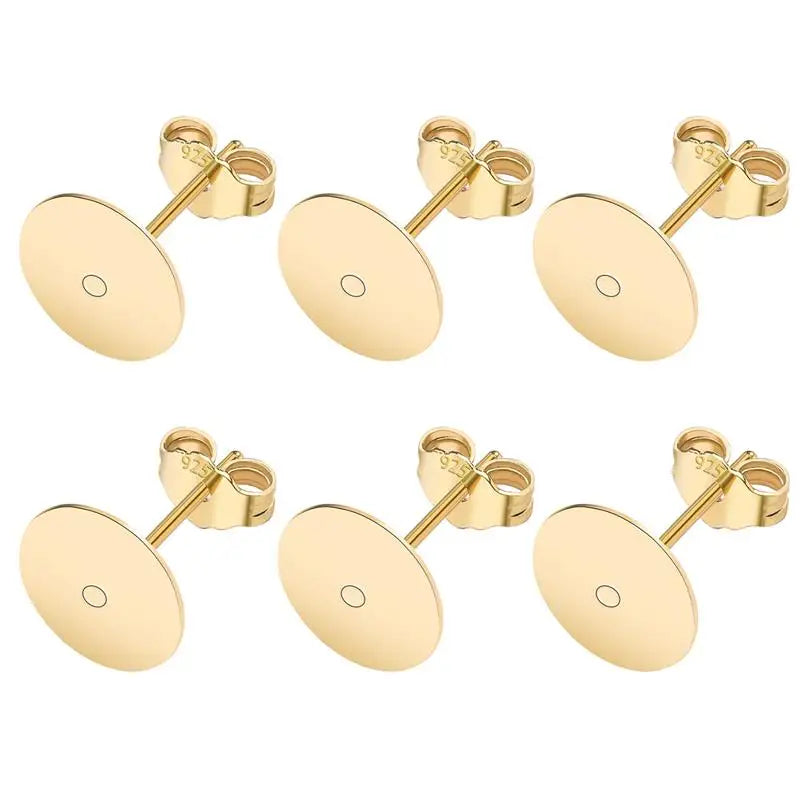 50pcs 925 Silver Plated Earring Stud Bases