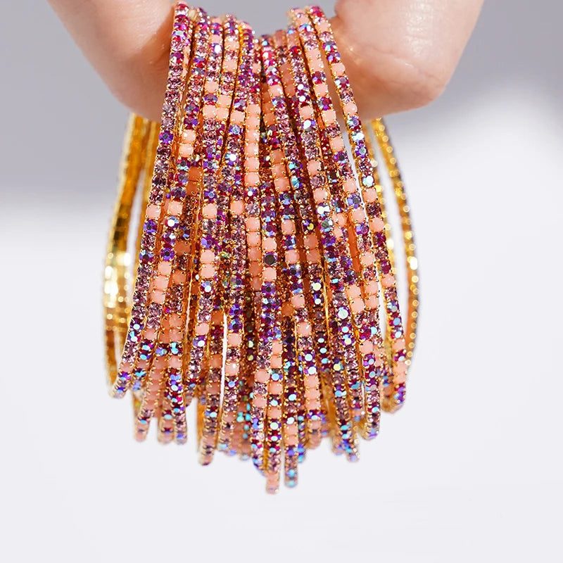 5pcs Colorful Crystal Rhinestone Elastic Bracelets