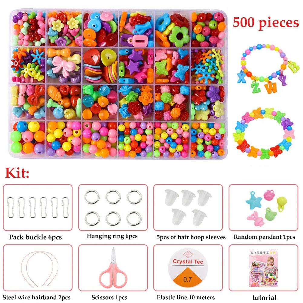 500pcs Kids Bead Kit – DIY Jewelry Making Set for Girls