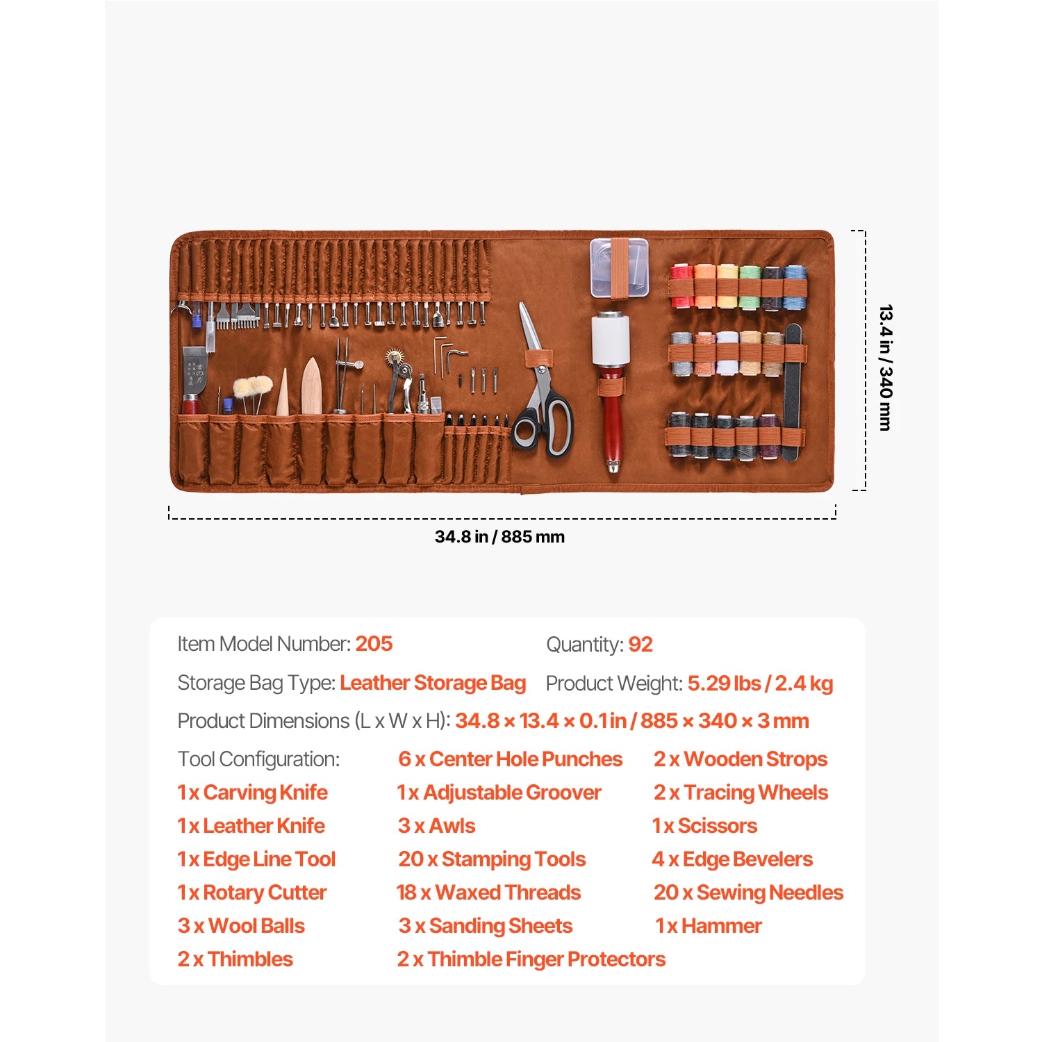 VEVOR Leather Working Tools Kit with Bag – 38–92pcs