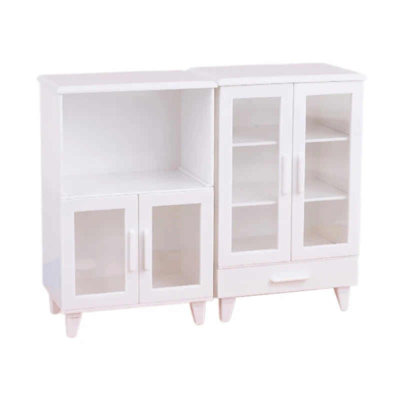 1:12 Mini White Cupboard – Dollhouse Display & Storage Cabinet