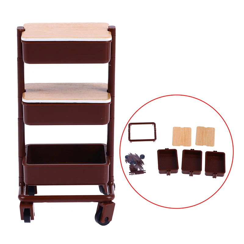 1:12 Mini Trolley Cart – Dollhouse Kitchen Storage Shelf