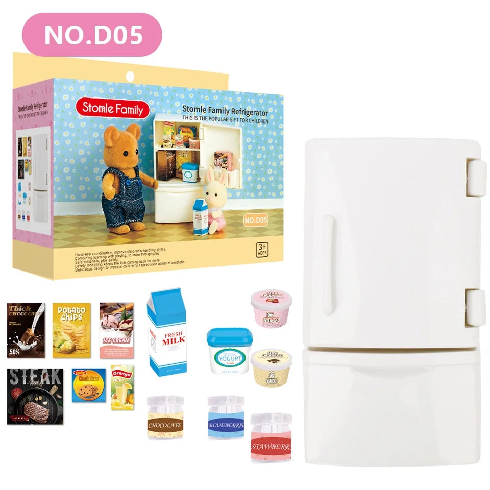 1:12 Mini Forest Kitchen & Bath Set – Dollhouse Furniture for Girls