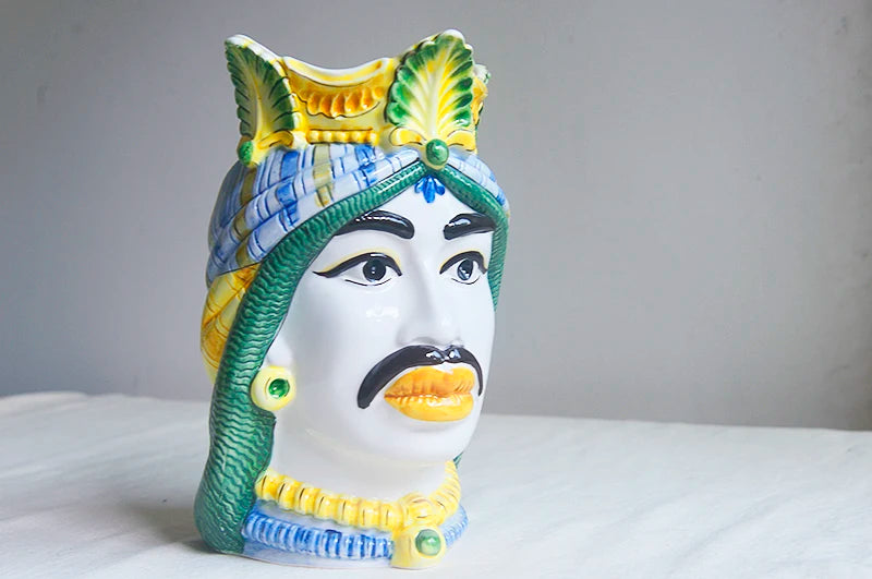 King & Queen Couple Hand-Drawn Colorful Vase Ornament