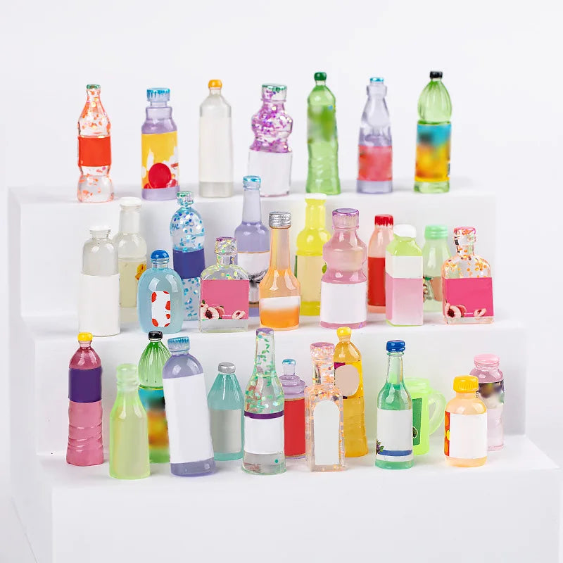 Mini Resin Beverage Bottles – Dollhouse Accessories & Party Fillers