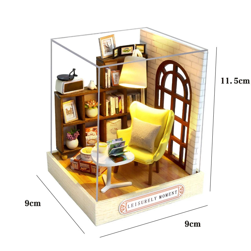 Wooden DIY Miniature Dollhouse Kit with Furniture