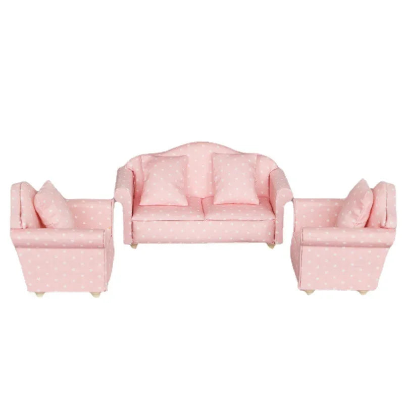 1:12 Mini Dollhouse Sofa & Pillow Set – Simulation Furniture ToyGift